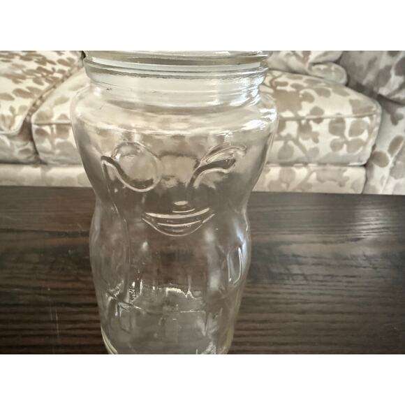 Vintage Planters Mr Peanut Glass Jar w/Lid 1931 Embossed Logo 75th Ann - Picture 3 of 7